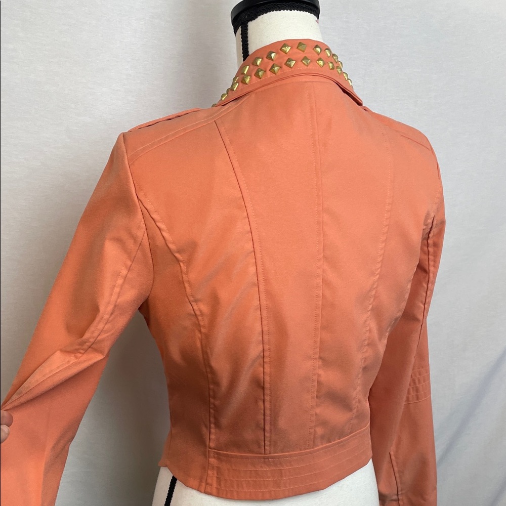 Gold Studded peach moto Jacket - Picture 17 of 17
